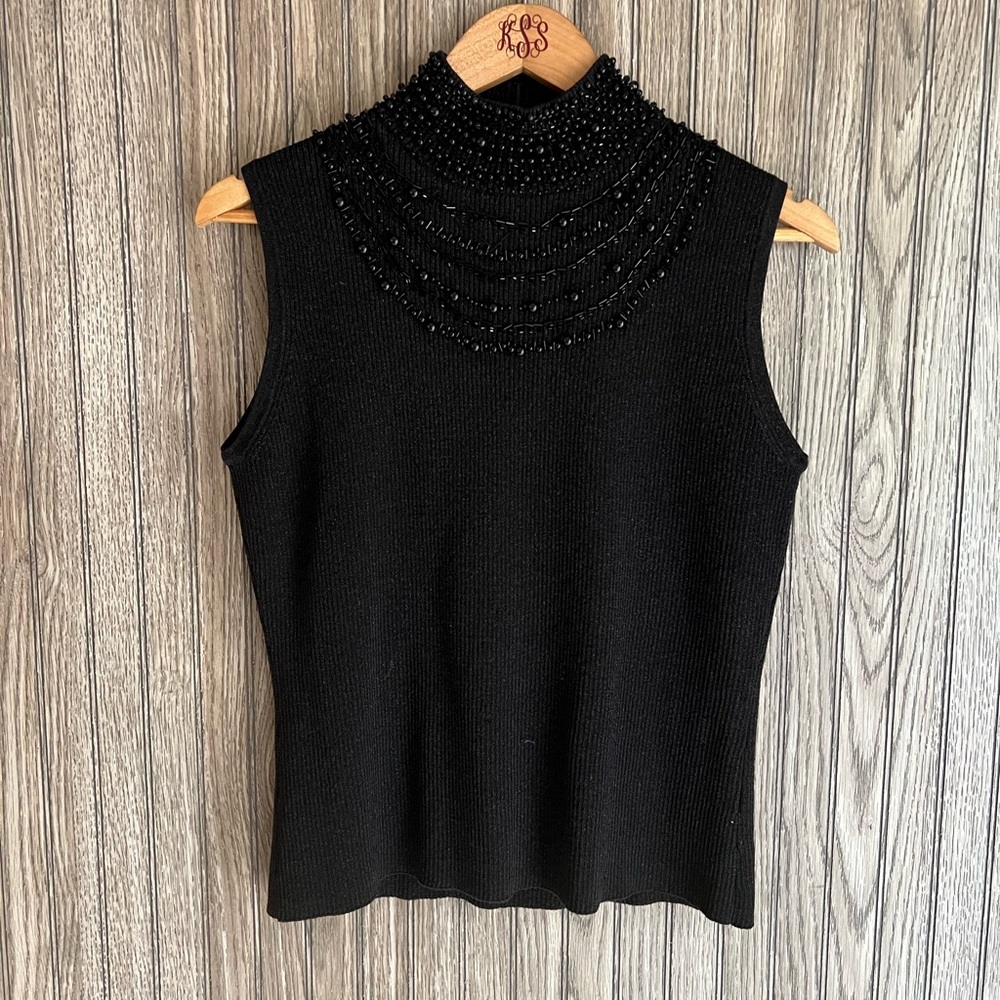 Grace Elements Black Ribbed Turtleneck Festive Be… - image 1